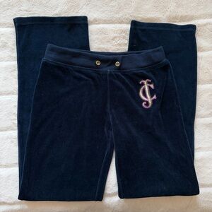 Vintage Juicy Couture Low Rise Velour Pants Navy Size Large